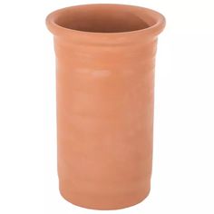 a clay vase is shown on a white background