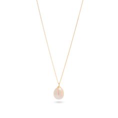 We’re picky about our pearls. Our collection of modern-feel pearl pieces takes your grandmother's favorites and incorporates them into the latest trends, interpreted from our NYC-gal perspective. These gem-quality pearls are freshwater cultured beauties, set in solid gold that won't tarnish or flake. We may have expensive taste, but crazy mark-ups aren’t really our thing. So we balance the best quality and the best price — enough said. 14k Solid yellow gold 9mm x 7mm Oval-shaped freshwater cultu Elegant Teardrop Pendant Drop Necklace, Modern Pearl Chain Jewelry, Pearl White Gemstone Jewelry, Modern Yellow Gold Necklace With Pearl Pendant, Elegant Drop Necklace With Pearl Chain, Elegant Oval Drop Necklace For Formal Occasions, Modern Yellow Gold Pearl Jewelry, Modern Jewelry With Pearl Charm, Elegant Briolette Gemstone Drop Necklace