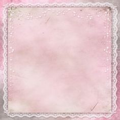 an old pink paper with white lace and pearls on the edges, over a grungy background