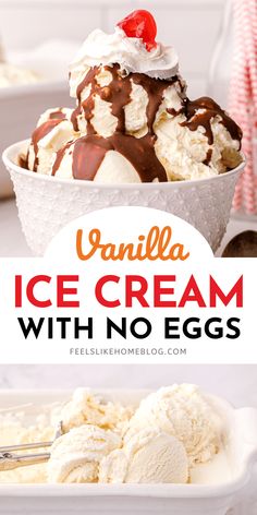 vanilla ice cream with no eggs in a bowl