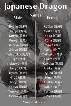 the names of japanese dragon names