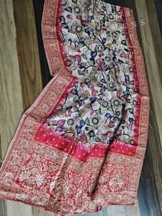 Munga Benarasi Silk Duppata Suitable for Dresses and Lehengas Kalamkari Print, Silk, Pure Products, Dresses