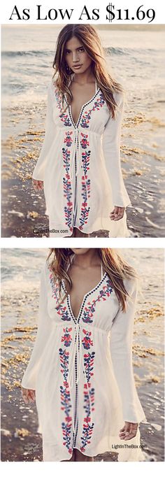 A must-have for beach vacation - chic boho ethnic print white bikini wrap/ dress. Like it? click on the picture to shop at $11.69. Vacation Chic, Bohemian Schick, Popular Dress, Simply Dress, Rodeo Outfits, Casual Skirt Outfits, Beach Boho, Ethnic Print