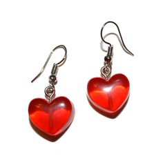 "Chunky Heart Earrings These measure 1.5\" long including hooks Lightweight" Femboy Outfit, Heart Shaped Lollipops, Sweetheart Jewelry, Candy Earrings, Earrings Kawaii, Pink Heart Earrings, Clear Heart, Red Heart Earrings, Gold Heart Earring