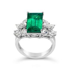 For Sale on 1stDibs - A well-crafted high end jewelry fashion ring, featuring GRS certified 5.40 carats baguette cut green emerald gemstone with 12 pear shape diamonds weighing Emerald Fashion, Emerald Set, High End Jewelry, Fashion Ring, Pear Shaped Diamond, Emerald Gemstone, Baguette Cut, Green Emerald, High End Fashion