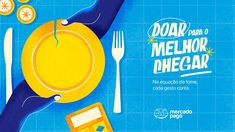 an advertisement for melhor pecaar with hands holding a plate, fork and knife