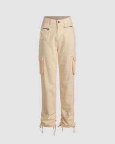 Details: Beige long cargo pants with pockets and ankle drawstring designBottom Length: LongMaterials:95% Polyester + 5% Spandex Beige Utility Parachute Pants For Fall, Fall Utility Beige Parachute Pants, Beige Cargo Pants With Cargo Pockets For Fall, Beige Cargo Style Parachute Pants For Fall, Fall Beige Cargo Pants With Cargo Pockets, Beige Cargo Bottoms For Fall, Beige Cargo Jeans For Fall, Beige Outdoor Pants With Side Pockets, Fall Beige Cargo Jeans