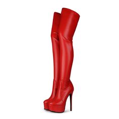 Shop Red Boots Matte Women's Dance Platform Stiletto Stretch Thigh High Boots color Red for  with worldwide Free shipping & Free return. Red Knee-high Platform Boots For Party, Red Platform Boots For Party, Red High Heel Platform Boots For Party, Red Fitted High Heel Platform Boots, Fitted Red High Heel Platform Boots, Red Platform Boots With Red Sole For Party, Red High Heel Boots For Club, Red Fitted Knee-high Platform Boots, Red Thigh High Heeled Boots