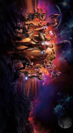 an image of a sci - fi movie poster with many different characters in space and planets