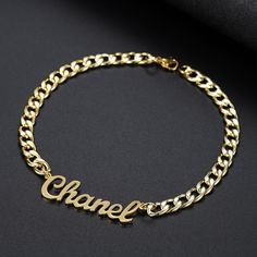 Cuban Name Bracelet | Dorado Fashion Customised Bracelets, 18k Gold Chain, Simple Bracelets, Gold Earrings Designs, Silver Chain Bracelet, Personalized Pendant, Gold Initial, Gold Bracelet Chain, Unique Bracelets