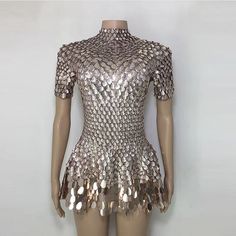 TAAFO Blingbling Shell Sequins Gold Gown Sexy Bodycon Short Dress For Women For Nightclub Party Performance Wear Metallic Sequin Club Dress, Metallic Fitted Sequin Dress For Club, Sequin Shimmer Dress For Club And Party Season, Glamorous Shiny Sequin Dress For Club, Metallic Fitted Sequin Mini Dress, Fitted Metallic Mini Dress With Sequins, Fitted Sequin Fabric For Club And Party Season, Glamorous Fitted Sequin Dress With Short Sleeves, Glamorous Fitted Short Sleeve Sequin Dress