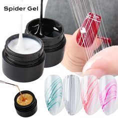 Glitter Nail Polish Draw Wire Line Nail Spider Gel Soak Off UV Gel DIY Nail Art? Nail Spider, Sponge Nail Art, Painting Glitter, Glitter Painting, Spider Gel, Nail Equipment, Nail Dust Collector, Nail Salon Design, Nail Effects