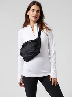 Excursion Waistbag | Athleta Chic Travel Outfit, Cindy Hattersley, Interior Organization, Travel Capsule Wardrobe, Italy Trip, Crossbody Bag Black, Aesthetic Inspiration, Travel Purse, Weekly Outfits