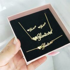 Material: Copper. Color: Gold. Necklcae Chain Length: 14",16",18",20",22". Chain Length: 5.5",6.5",7.5",8.5". Process: Gold plated. Recipient: Woman,Mom,Wife,Girl Friend,Children,Family. Product Type: Personalized Jewelry. Gift Type: Set. Occasions: Valentine's Day,Mother's Day,Christmas,Birthday, etc. Jewelry Type: Name Necklace,Name Bracelet,Name Stud Earrings. Brand: Silviax Jewelry. Item: 2024S0040 Plated Alloy Jewelry Sets For Gifts, Rose Gold Alloy Jewelry Gift, Rose Gold Alloy Jewelry Sets Gift, Mother's Day Alloy Clavicle Chain Jewelry, Elegant Metal Name Necklace With Adjustable Chain, Metal Jewelry Sets With Plating For Gifts, Gold Alloy Jewelry Gift, Gold Alloy Jewelry For Gifts, Silver Gold Plated Jewelry Sets As Gift