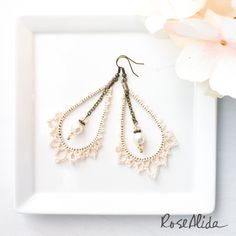 Bohemian Teardrop Jewelry For Wedding, Bohemian Bridal Earrings For Wedding, Cream Dangle Jewelry For Wedding, Bohemian Beige Jewelry For Wedding, Bohemian Beige Wedding Jewelry, Handmade Delicate Pearl White Bridal Earrings, Bohemian Beaded Drop Bridal Earrings, Cream Teardrop Pearl Drop Jewelry, Bohemian Beaded Bridal Drop Earrings