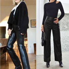 Palazzo Pu Leather Pants Fall Winter Size Tags Are In Letters Xs - (0us) S - (2-4us) M - (6us) L - (8-10us) Ships In 7-10 Business Days Trendy Black Pants For Fall, Fall Wide Leg Leather Pants For Night Out, Trendy Wide Leg Leather Pants For Winter, Chic Straight Leg Leather Pants For Fall, Black Faux Leather Winter Pants, Winter Black Faux Leather Pants, Fall Leather Pants For Going Out, Chic Business Casual Winter Pants, Black Faux Leather Pants For Winter