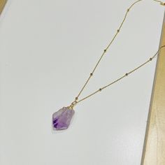 Skinny chain necklace with amethyst stone pendant Lavender Amethyst Pendant Jewelry, Healing Gemstone Pendant Necklace, Amethyst Pendant Jewelry With Adjustable Chain, Purple Necklaces With Gemstone Accents, Elegant Purple Necklace With Delicate Chain, Elegant Amethyst Necklace For Healing, Minimalist Purple Pendant Jewelry, Minimalist Amethyst Pendant Necklaces, Purple Necklace With Gemstone Accents As Gift