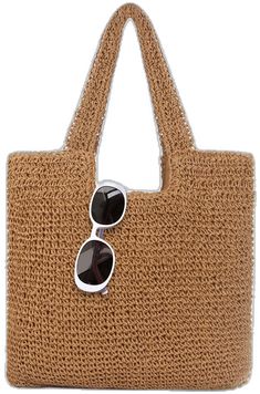 Square Shoulder Bag For Beach Season, Square Shoulder Bag For Beach Season Shopping, Lightweight Beige Rectangular Beach Bag, Beige Square Shoulder Bag For Beach, Brown Straw Bag For Daily Beach Use, Beige Rectangular Crochet Bag For Beach, Summer Vacation Sand Crochet Bag, Summer Vacation Crochet Bag In Sand Color, Rectangular Beige Crochet Bag For Beach