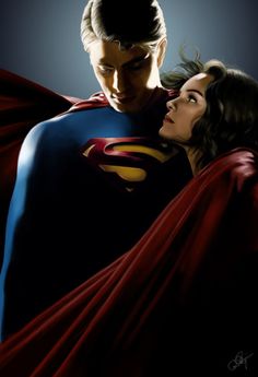 a man and woman dressed in superman costumes