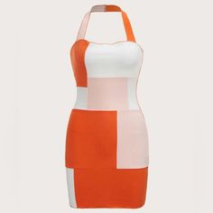 Color Block, Backless Halter Dress In Medium. Orange, White And Peach Colors, Never Worn. Don’t Have Original Packaging Backless Halter Dress, Shein Dress, Shein Dresses, Dresses Backless, Colorblock Dress, Orange White, Halter Dress, Color Blocking, Color Block