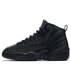 The Air Jordan 12 Retro GS is the perfect shoe for kids this winter. It features a weather-resistant nylon upper, boot-style laces, and an oversized nubuck mudguard. The inside is lined with soft terry cloth for warmth, and the midsole and outsole are optimized for traction in wet conditions. This shoe is sure to keep kids safe and stylish all winter long. (SNKR) Nylon Lace-up Winter Sneakers, Winter Nylon Lace-up Sneakers, Winter High-top Nylon Sneakers, Insulated Low-top Sneakers For Sports, Sporty Waterproof Lace-up High-top Sneakers, Waterproof Lace-up High-top Sporty Sneakers, Black Nylon Sneakers With Elastic Laces, Functional Low-top Insulated Sneakers, Insulated Winter Sneakers For Streetwear