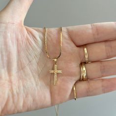 Vintage 14k gold cross pendant with heart detail -solid 14k yellow gold with rose gold details -vintage  -Affordable fine jewelry -from NYC Follow @apieceofaurum on IG for more affordable, one of a kind, vintage, fine jewelry *disclaimer - this is a vintage piece of jewelry meaning it has been pre-worn. Surfaces may have minor scratches and imperfections.* *chain not included* 14k Gold Cross Necklace Tarnish Resistant, Dainty 14k Gold Cross Jewelry, 14k Yellow Gold Filled Cross Necklace, 14k Gold Tarnish-resistant Cross Pendant Jewelry, Tarnish Resistant 14k Gold Cross Pendant, Dainty 14k Yellow Gold Cross Necklace, Dainty Yellow Gold Cross Pendant Necklace, 14k Yellow Gold Cross Jewelry, 14k Gold Tarnish Resistant Pendant Cross Necklace