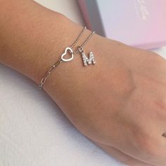 Personalized Initial Love Heart Sterling Silver Bracelet, dainty heart bracelet sterling silver,Silver Heart Bracelet Birthday Gift for Her,  Chain Length: 7.6inches These bracelets are suitable bridesmaid accessories and a perfect gift for anniversaries, engagements, proposals, weddings, birthdays, etc. It make your friends or family happy with this exclusive gift. ♥ The most unique jewelry you can find, a perfect gift for you and your loved one  For more beautiful designs, please visit our Ets Personalized Sterling Silver Chain Bracelet For Mother's Day, Dainty Sterling Silver Name Bracelet For Mother's Day, Mother's Day Sterling Silver Heart Bracelet Gift, Minimalist Silver Heart Bracelet For Anniversary, Sterling Silver Name Bracelet With Heart Charm For Gift, Dainty Personalized Silver Bracelets, Adjustable Sterling Silver Bracelet For Valentine's Gift, Sterling Silver Name Bracelet For Gift, White Gold Double Heart Bracelet For Valentine's Day