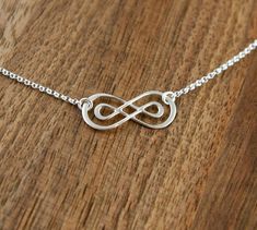 Double infinity necklace in sterling silver by jersey608jewelry Double Infinity, Eternity Necklace, Necklace Friendship, Necklace Infinity, Bff Jewelry, Friendship Necklace, Friendship Necklaces, Infinity Necklace, Infinity Symbol