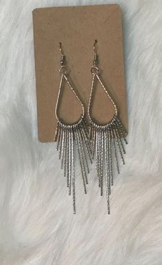 Faux Silver tassel earrings Silver Tassel Earrings, Tassel Earrings, Jewelry Earrings Dangle, Etsy Earrings, Tassels, Dangle Drop Earrings, Dangle Earrings, Handmade Items, Jewelry Earrings