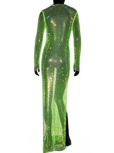 Neon green rhinestone embellished see-through maxi dress. This dress is one size. Size Bust: 29”-38” Hip: 35”-38” Length: 58” Dress First, Neon Green, Vanity, Maxi Dress, Neon, Green, Quick Saves, Dressing Table