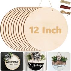 PRICES MAY VARY. ⭐What You Will Get: You will receive 10 pieces 12-inch unfinished wood rounds, 2 bundles of ribbons and a bundle of 2 meters burlap rope, great value for your hand painted projects, wood craft making or pyrography wood burning. ⭐Size Details: The size of each wood circles is approx. 12 inches in diameter and 1/8 inch in thickness. Perfect size for door hanger/door signs and wall decor. The length of ribbons and rope matches the number of wooden plaques. ⭐Enjoy DIY Fun: Have fun with these smooth and unfinished wood rounds, easy to stain and paint, perfect for your hand painted decoration projects. or stimulating children's creativity. It's more meaningful than directly purchasing finished decorations! ⭐Reliable Quality And Durable: Each blank wood round is made of quality Diy Wood Rounds, Burning Painting, Hantverk Diy, Diy Projektit, Unfinished Wood Crafts, Hanger Diy, Welcome Signs, Wood Circles, Kraf Diy