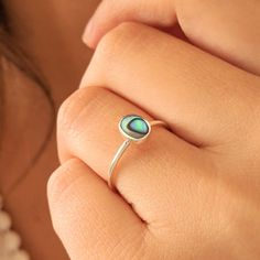 "\"Misty\" ♀️ 925 sterling silver dainty abalone shell ring ♀️ 925 sterling silver tiny abalone studs ♀️ Ring height: 7mm ♀️ Studs height: 7mm ♀️ Nickel free ♀️ Free domestic shipping \"I just try to approach every opportunity on stage as if it's my first time and my last time.\" - Misty Copeland" Minimalist Sterling Silver Opal Ring, Iridescent Sterling Silver Rings For Gifts, Elegant Iridescent Sterling Silver Ring, Elegant Sterling Silver Iridescent Ring, Dainty Sterling Silver Ring Gift For Her, Silver Dainty Rings As A Gift For Her, Silver Stackable Opal Ring, Iridescent Sterling Silver Promise Ring, Iridescent Sterling Silver Crystal Promise Ring