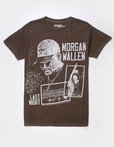 Morgan Wallen Last Night Tee. Large Graphic Screened On Front. Garment Dyed For Distressed Look. Crew Neck. Short Sleeve. 100% Cotton. Machine Wash. Imported. Morgan Wallen Shirts For Kids, Morgan Wallen Merchandise, Country Music Merch, Cute Western Graphic Tees, Cool Tees Graphics, Concert Merchandise Ideas, Trendy Tee Shirts, Morgan Wallen Concert Aesthetic, Morgan Wallen Clothes