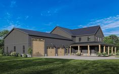 this is an artist's rendering of a two - story barn style home in the country