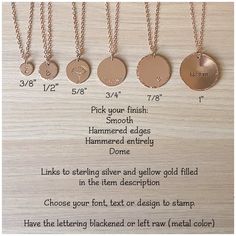 "★ ITEM DESCRIPTION: * Rose gold filled disc 3/8\" (10mm), 1/2\" (13mm), 5/8\" (16mm), 3/4\" (19mm), 7/8\" (22mm) or 1\" (25mm). * Rose gold filled chain * Rose gold filled clasp * Rose gold filled elements and components * Gift box THIS LISTING IS FOR 1 NECKLACE ✤ Sterling silver: https://www.etsy.com/listing/235653932 ✤ Yellow gold filled: https://www.etsy.com/listing/1532008192 ✤ Rose gold filled: https://www.etsy.com/listing/1532011178 Discs only (no chain) available here: ✤ 3/8\" disc: http Adjustable Engraved Rose Gold Necklace, Customizable Rose Gold Round Pendant Jewelry, Customizable Rose Gold Round Pendant, Minimalist Rose Gold Hand Stamped Charm Necklaces, Minimalist Hand Stamped Rose Gold Charm Necklace, Minimalist Rose Gold Hand Stamped Charm Necklace, Adjustable Personalized Rose Gold Necklace, Personalized Adjustable Rose Gold Necklace, Adjustable Rose Gold Necklaces For Personalized Gifts