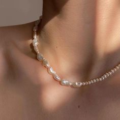 Serenity Pearl Gold Beaded Necklace | Astrid & Miyu Necklaces – Astrid & Miyu .us Pearl Necklace Aesthetic, Fresh Water Pearl Necklace, Classic Pearl Necklace, Water Pearl Necklace, Summer Jewellery, Pearl Beaded Necklace, Pearl Chain Necklace, Bead Projects, Chunky Chain Necklaces