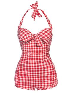 [Pre-sale] Red Plaid Halter One-piece Swimsuit – Retro Stage - Chic Vintage Dresses and Accessories Retro Red Swimwear For Spring, Vintage Fitted Halter Neck Swimwear, Vintage Red Swimwear For Beach, Retro Fitted Halter Neck Swimwear, Retro Halter Neck Fitted Swimwear, Retro Fitted Lined Swimwear, Retro Halter Neck Lined Swimwear, Retro Fitted Sleeveless Swimwear, Fitted Pinup Swimwear