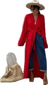 Chic V-neck Summer Kimono, Chic Wrap Cover-up For Spring, Chic Long Sleeve Loungewear Cover-up, Chic Summer Wrap Cover-up, Chic Beach Season Cover-up With Tie Waist, Chic Long Sleeve Cover-up For Day Out, Chic Maxi Length Beach Season Cover-up, Chic Maxi Length Cover-up For Beach Season, Chic Maxi Length Beach Cover-up