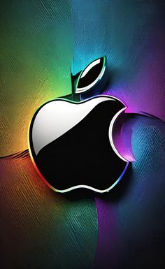 an apple logo on a colorful background