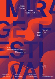 the poster for an art exhibition with different type of letters and numbers in red, blue, and purple colors