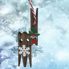 Christmas Clothespin Ornament Handmade REINDEER Wooden &nbsp;Holiday Tree Decoration Gift Crafters Delight - JAMsCraftCloset Reindeer Clothespin, Christmas Clothespin, Clothes Pin Ornaments, Clothespin Ornament, Clothespin Crafts Christmas, Clothespin Crafts, Christmas Clothespins, Christmas Diy Wood, Hand Painted Glassware