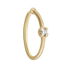 Add a dazzling touch to your look with this eye-catching 14k gold diamond accent nose ring. Add a dazzling touch to your look with this eye-catching 14k gold diamond accent nose ring. 22 gauge Length: 9 mm Metal: 14k gold Finish: polished Packaging: boxedDIAMOND DETAILS Total weight: less than 1/10 ct. Shape: round Setting: prong Diamond weights are approximate. Diamond total weights may vary between .01 and .08 ct. Some diamonds have fewer than 17 facets. Gemstones may have been treated to enha Hoop Nose Ring, Diamond Nose Ring, Gold Nose Rings, Nose Rings Hoop, Women Diamond, Body Piercing Jewelry, Rings For Her, Piercing Jewelry, Gold Finish