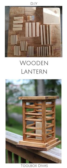 wooden lantern with instructions to make it in the shape of a birdhouse and how to use