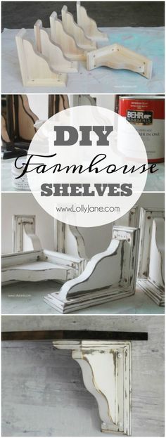 diy farmhouse style shelvings with text overlay