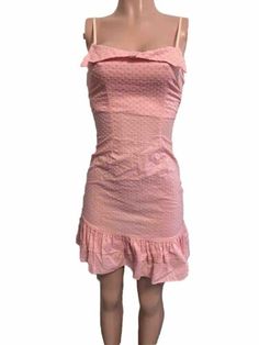 Vintage Rhapsody S Pink Swiss Dotted Coquette Ruffled Mini Dress Cotton Party  | eBay Fitted Knee-length Sundress With Ruffle Hem, Fitted Ruffle Dress With Spaghetti Straps In Flirty Style, Flirty Fitted Ruffle Dress With Spaghetti Straps, Fitted Ruffle Dress With Spaghetti Straps, Flirty Style, Fitted Ruffle Dress With Spaghetti Straps, Knee-length Fitted Sundress With Ruffles, Fitted Knee-length Sundress With Ruffles, Polka Dot Spaghetti Strap Dress With Ruffles, Polka Dot Dress With Ruffles And Spaghetti Straps