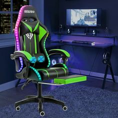 an office chair with colorful lights on it