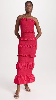 Orire Nama Dress | Shopbop Fuschia Dress, Resort Dresses, Cult Gaia, Gq, Smocking, Stretch Fabric, Ruffles, New Arrivals, Dress Outfits