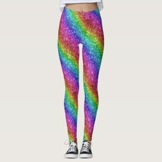 LGBT flag vibrant rainbow glitter sparkles Leggings | Zazzle Tights Exercise, Sparkle Leggings, Glitter Leggings, Rainbow Leggings, Exercise Pants, Lgbt Flag, Gym Fashion, Workout Tights, Workout Inspiration