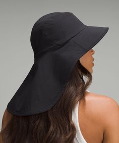 Hike, bike, kayak, or just enjoy a day at the beach. Whatever activities you've got planned, this sun hat keeps you covered. Designed for Casual. Flat, structured brim sits away from your face and keeps your vision clear. Longer back panel provides extra coverage. Adjustable chin strap can be removed when not in use. Wide Brimmed Hat Hiking, Lululemon Hat, Wide Brimmed Hat, Michelle Yeoh, Beach Hat, Wide Brimmed Hats, Brim Hat, Sun Hat, Wide Brimmed