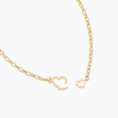 Parker Heart Necklace – gorjana Elegant Yellow Gold Necklace With Heart Detail, Chic Jewelry For Wedding And Valentine's Day, Chic Wedding Jewelry For Valentine's Day, Chic Heart Charm Jewelry For Wedding, Classic Heart-shaped Clavicle Chain Necklace, Elegant Open Heart Necklace With Heart Beads, Elegant Open Heart Jewelry With Heart Detail, Elegant Heart Detail Pendant Jewelry, Elegant Pendant Charm Necklace With Heart Detail